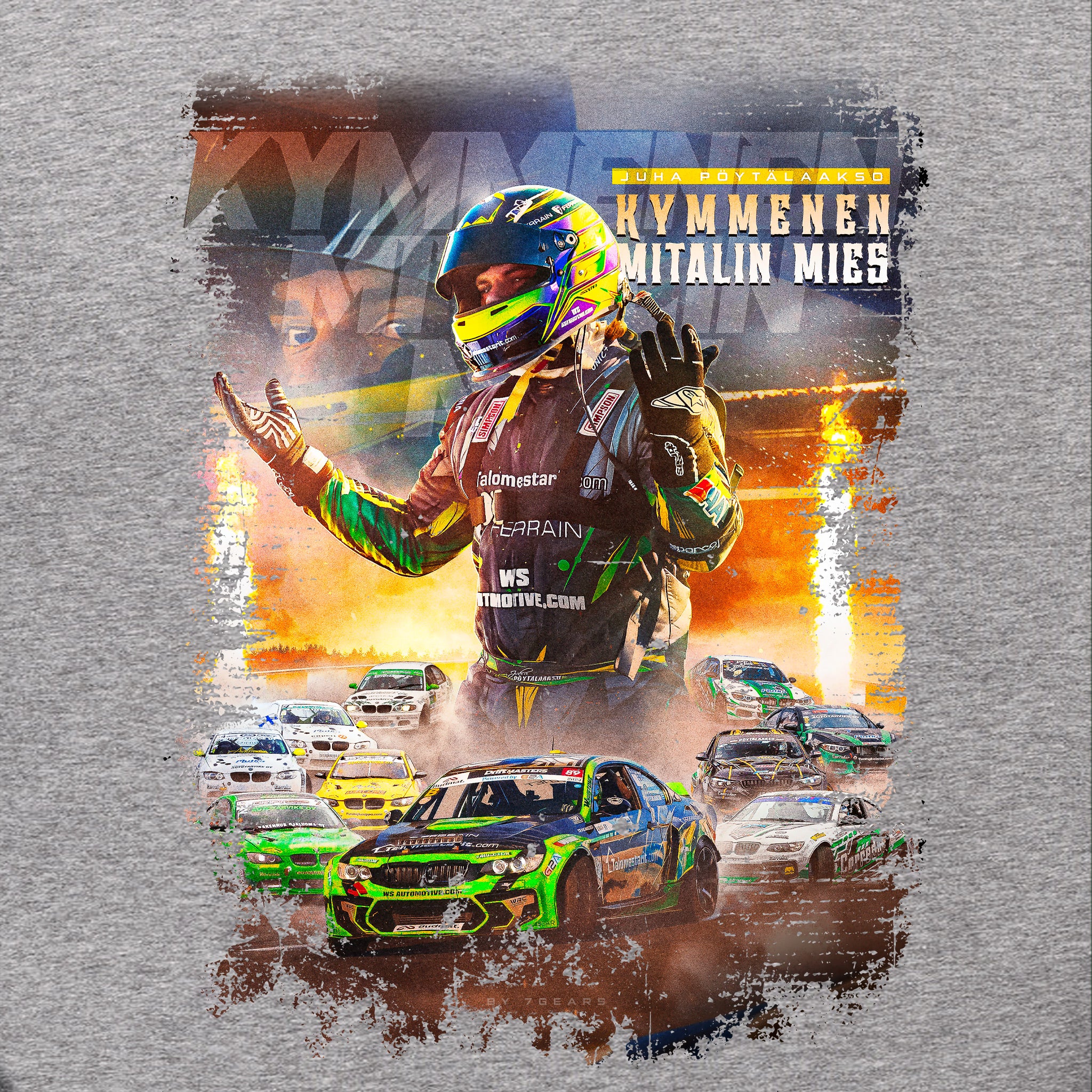 Power2Drift Team - Vetoketjuhuppari, Kymmenen mitalin mies, vaaleanharmaa