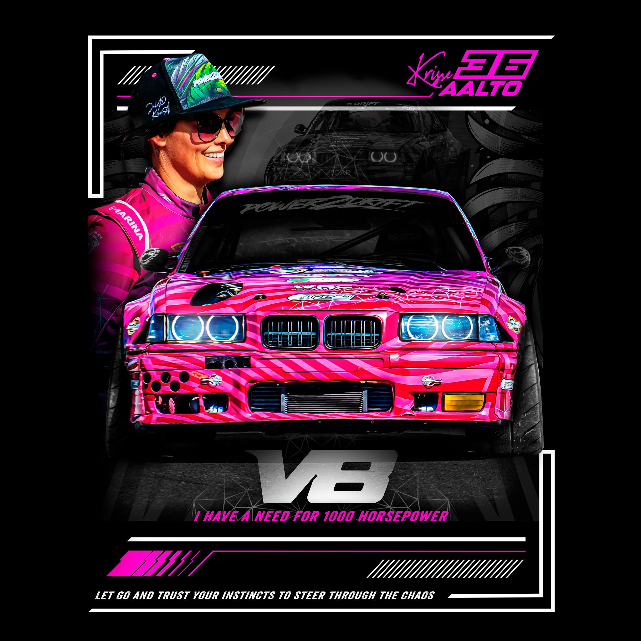 Krisse Aalto - T-Paita, V8 & logolla