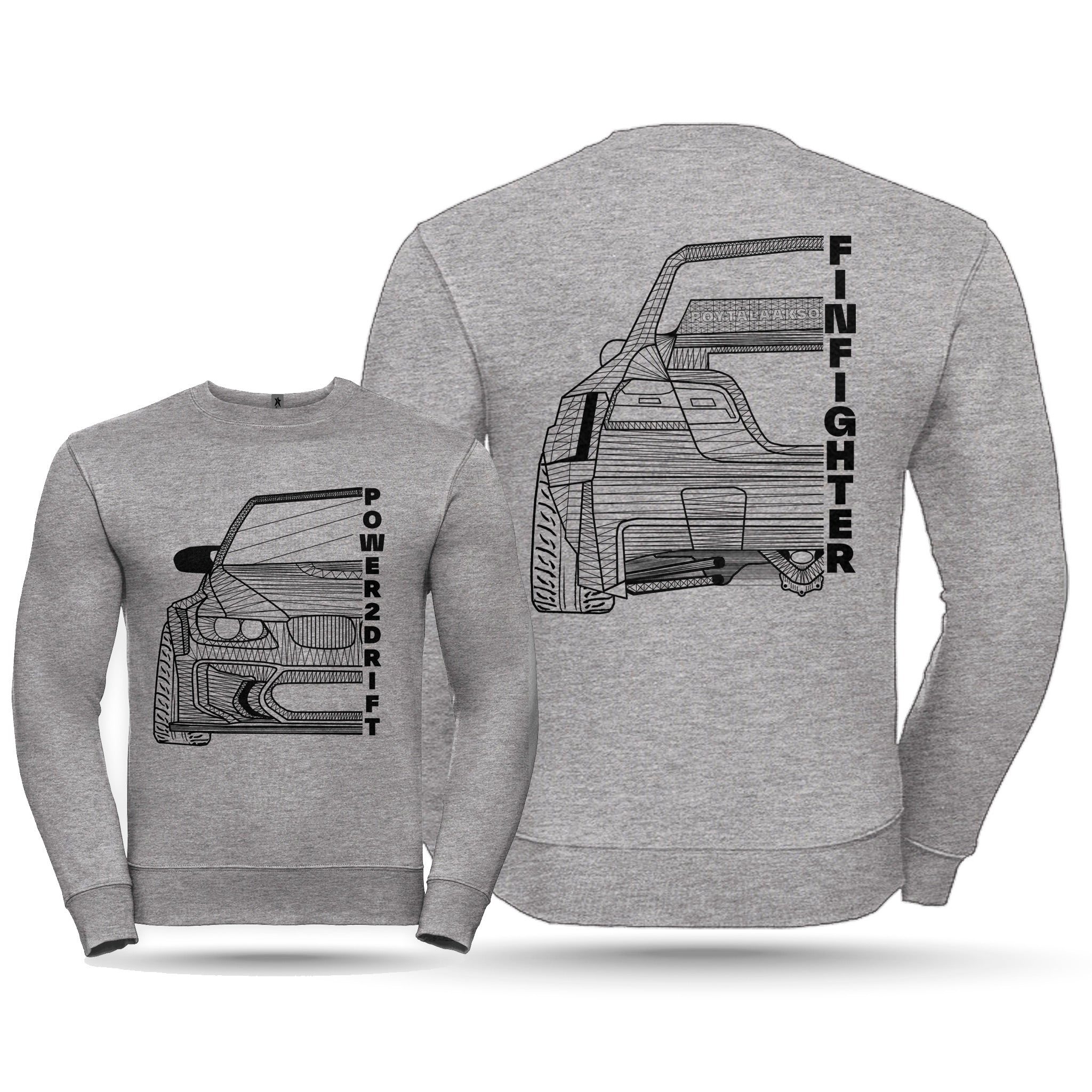 Power2Drift Team - Collegepaita, Finfighter, vaaleanharmaa