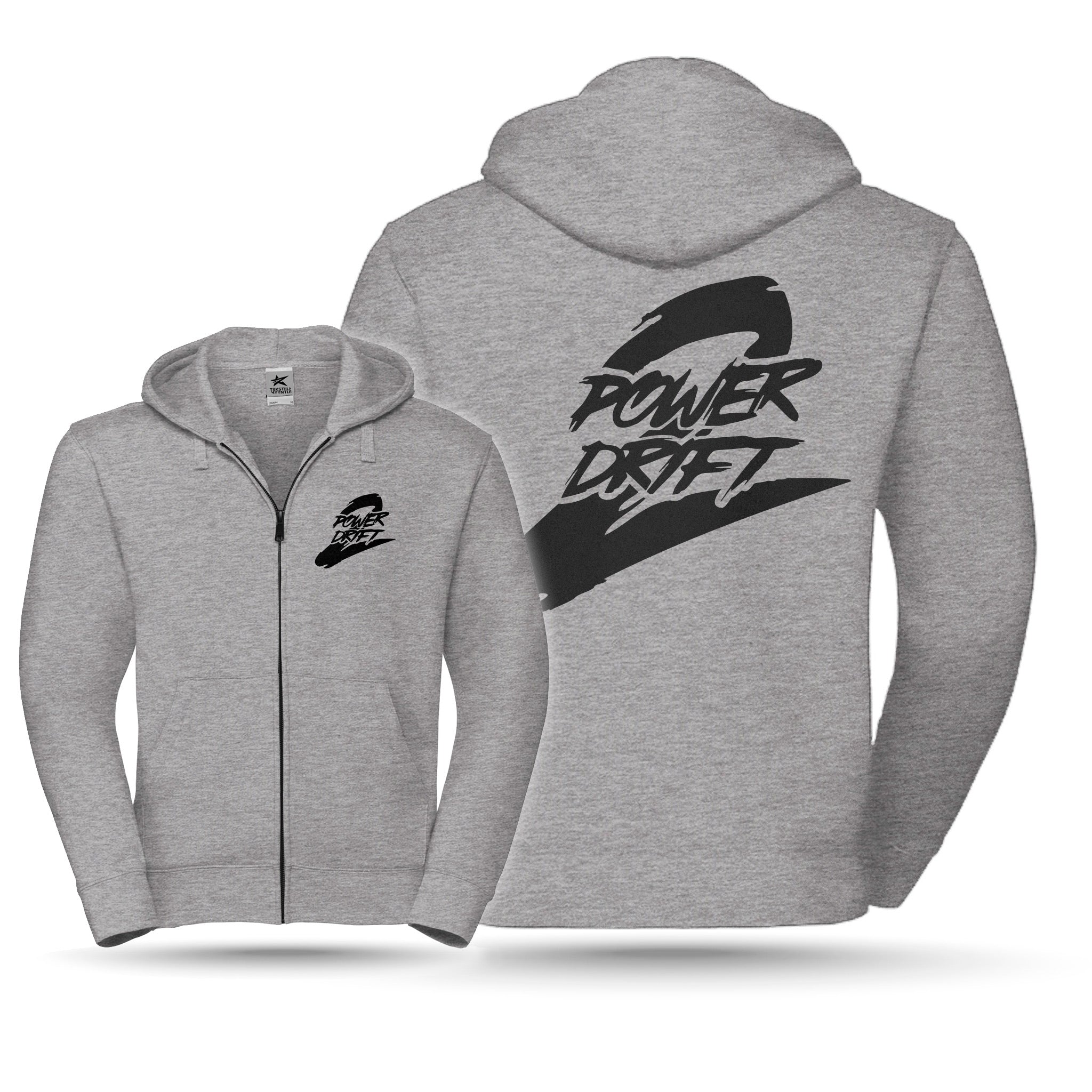 Power2Drift Team - Vetoketjuhuppari, Logolla, vaaleanharmaa
