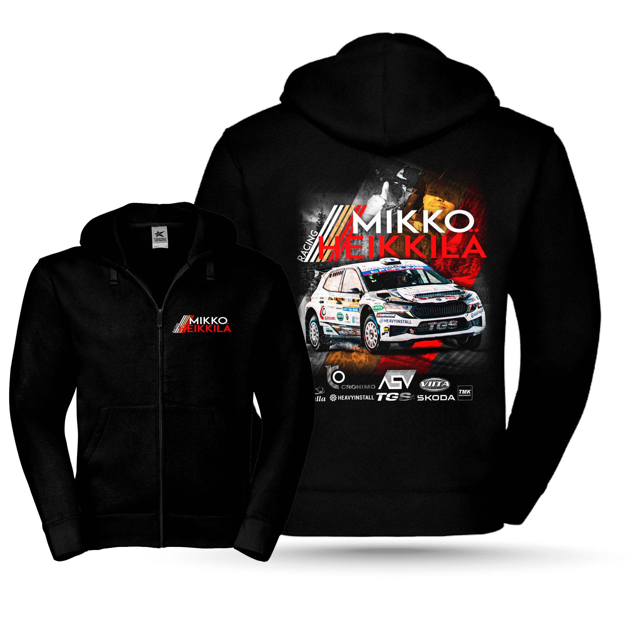 Mikko Heikkilä Racing - Vetoketjuhuppari, Kuva ja logo
